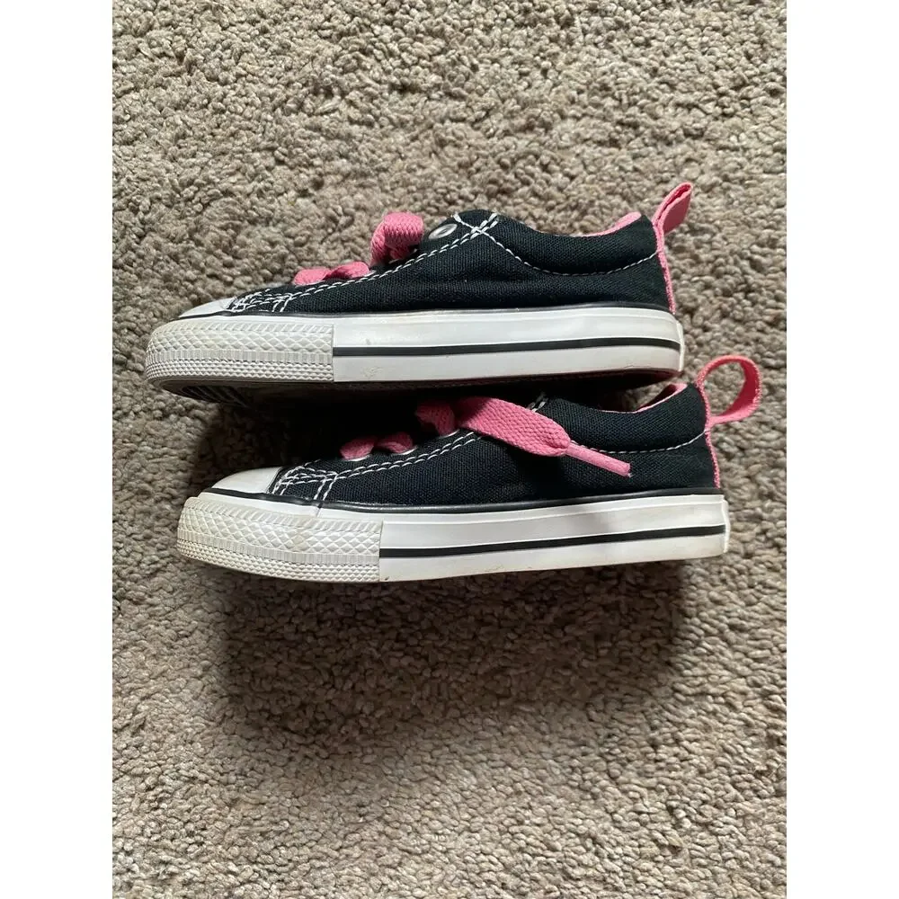 Black and Pink Kids Converse- size 6